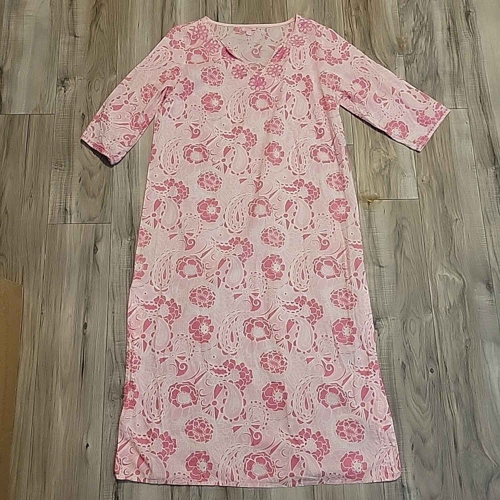 Lilly Pulitzer x Carole Hochman Cotton Nightgown Women Small Swim Coverup Pink